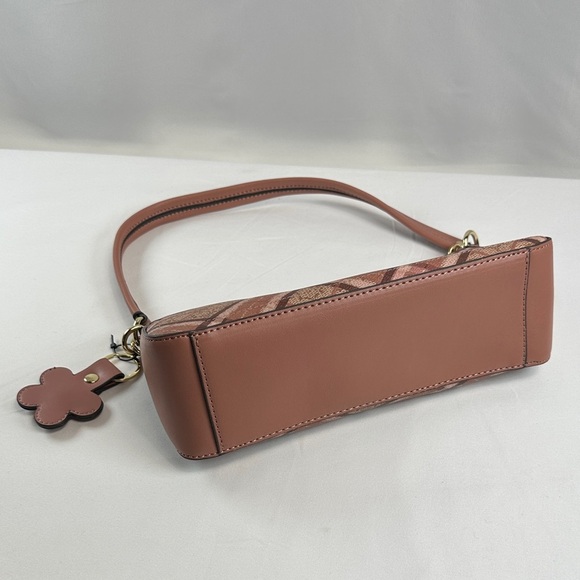 NWT Nanette Lepore Juliet Logo Pink Plaid Shoulder Bag W/ Air Tag Key Ring - Picture 8 of 13